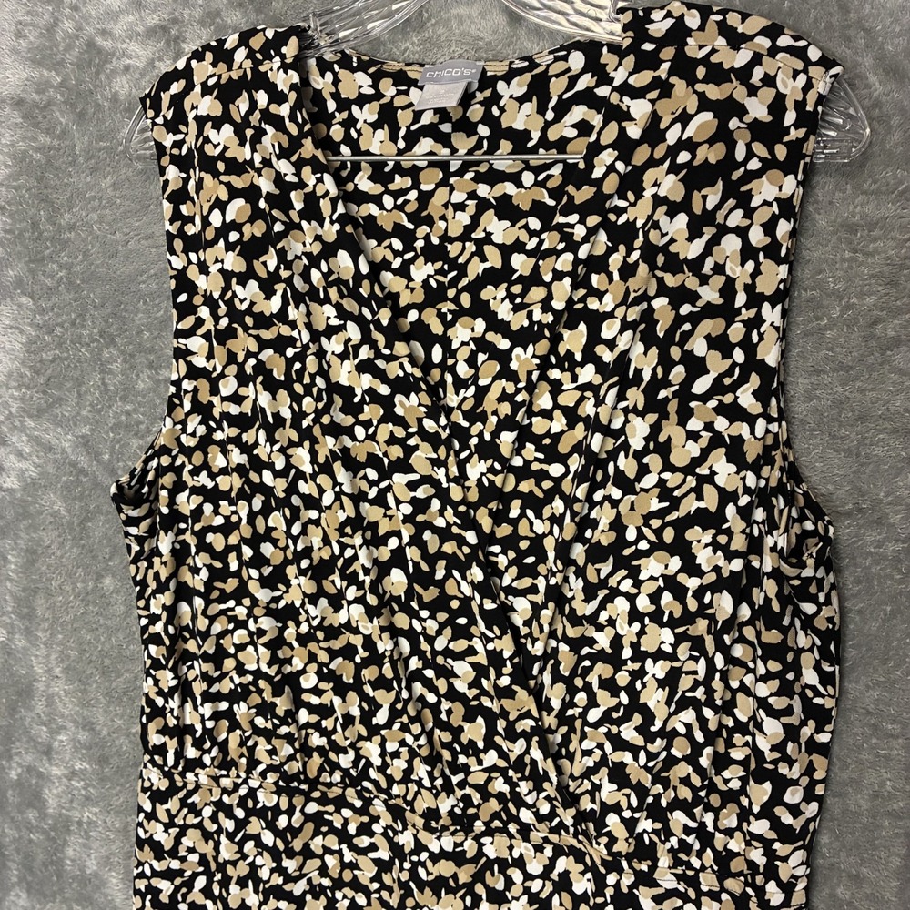 Chicos 2 Women Animal Print Sleeveless Faux Wrap Wide Leg Jumpsuit 12/14 Travel